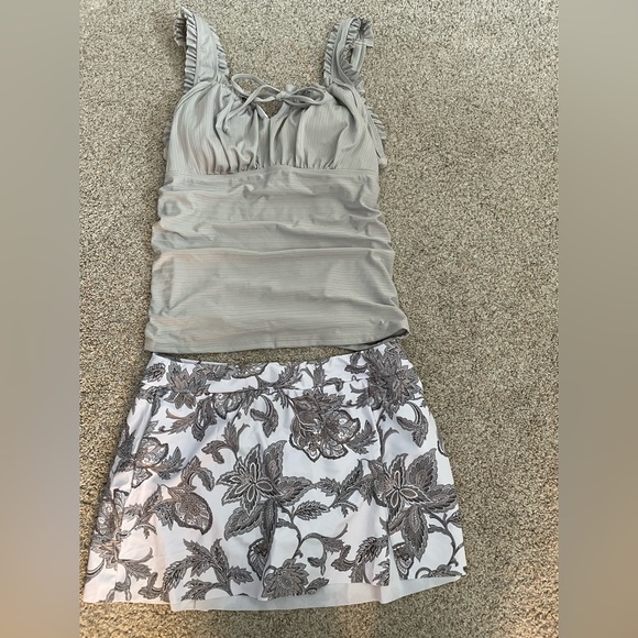 Rekita Other - New Floral Gray and White Women's Tankini